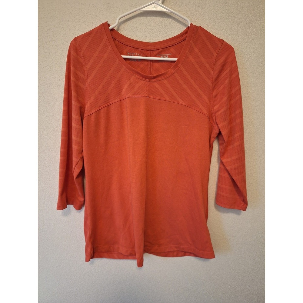 Mountain Hardwear Womens 3/4 Sleeve Technical Hiking Top Orange Medium